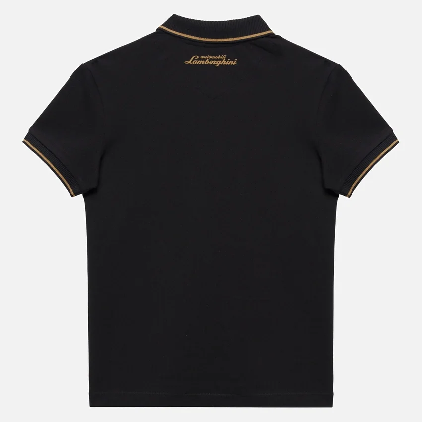 Automobili Lamborghini Squadra Corse Kid’s Black Polo Shirt Automobili Lamborghini Squadra Corse Kid’s Black Polo Shirt
