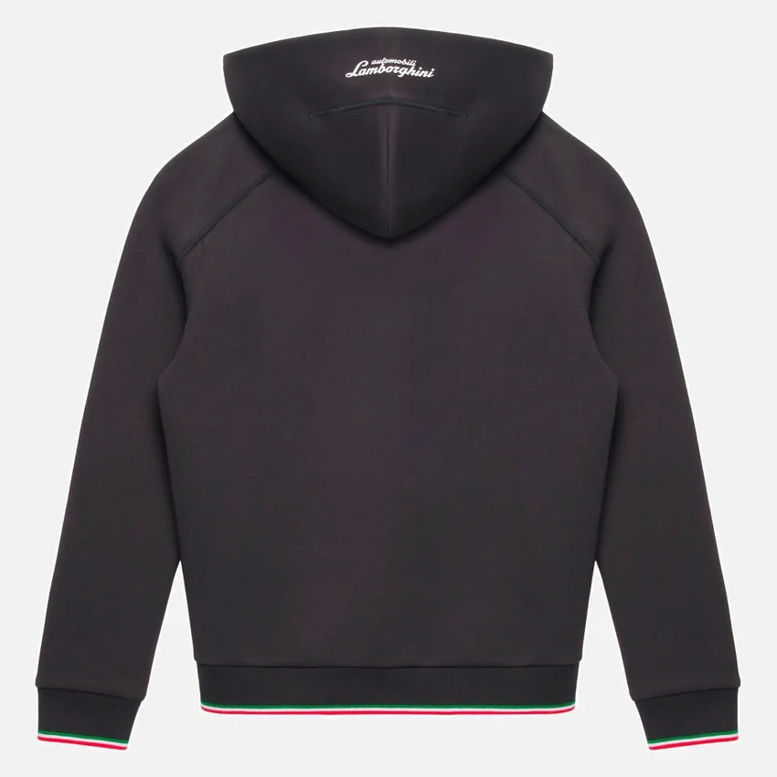 Automobili Lamborghini Squadra Corse Kid’s Black Tricolor Full-Zip Sweatshirt Automobili Lamborghini Squadra Corse Kid’s Black Tricolor Full-Zip Sweatshirt
