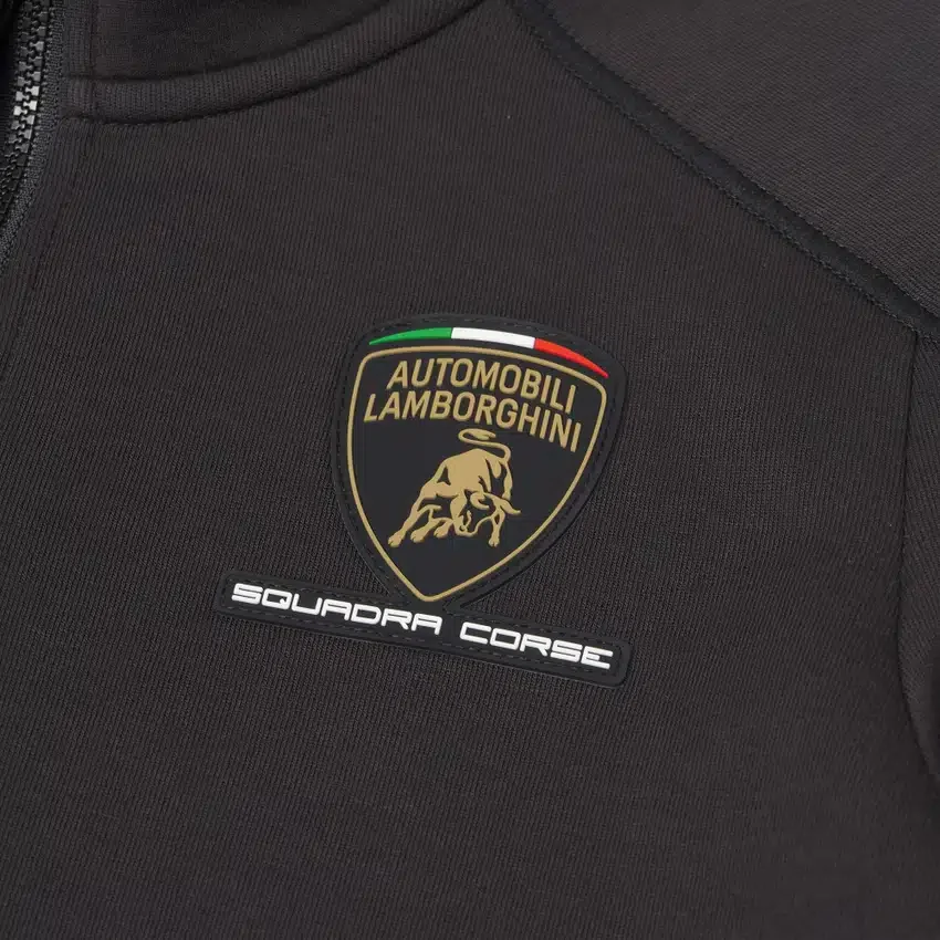 Automobili Lamborghini Squadra Corse Kid’s Black Tricolor Full-Zip Sweatshirt Automobili Lamborghini Squadra Corse Kid’s Black Tricolor Full-Zip Sweatshirt