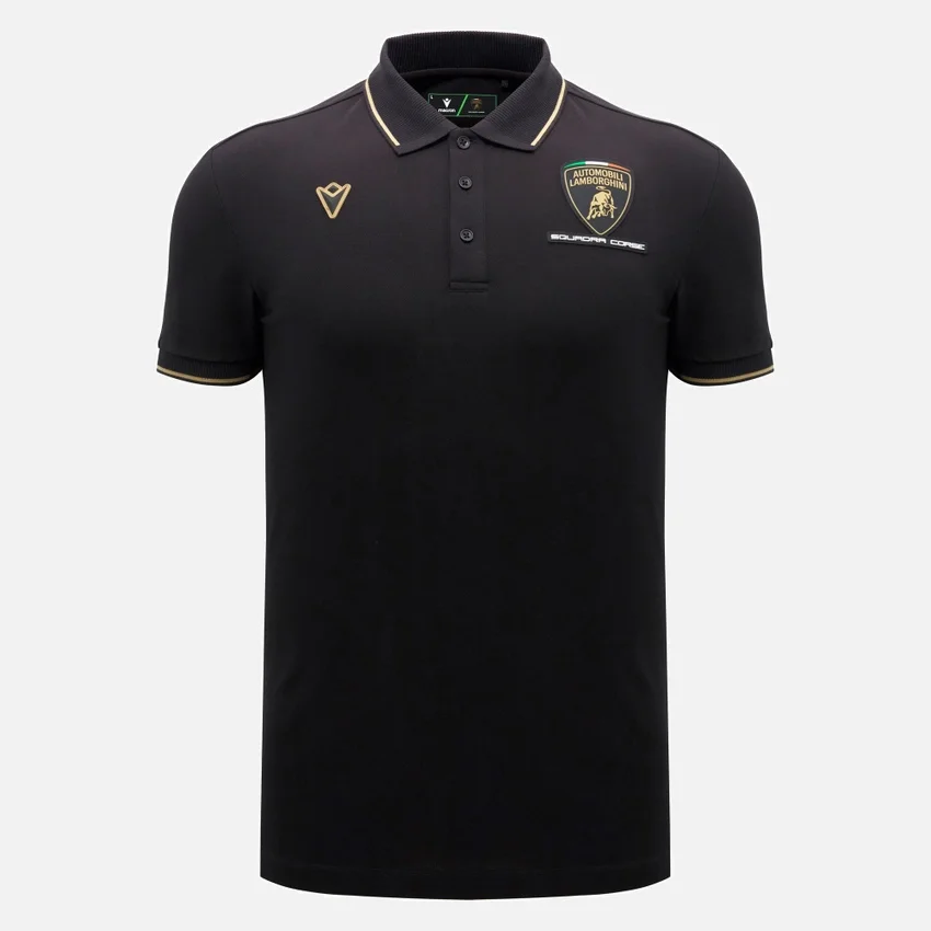 Automobili Lamborghini Squadra Corse Men’s Black Polo Shirt Automobili Lamborghini Squadra Corse Men’s Black Polo Shirt
