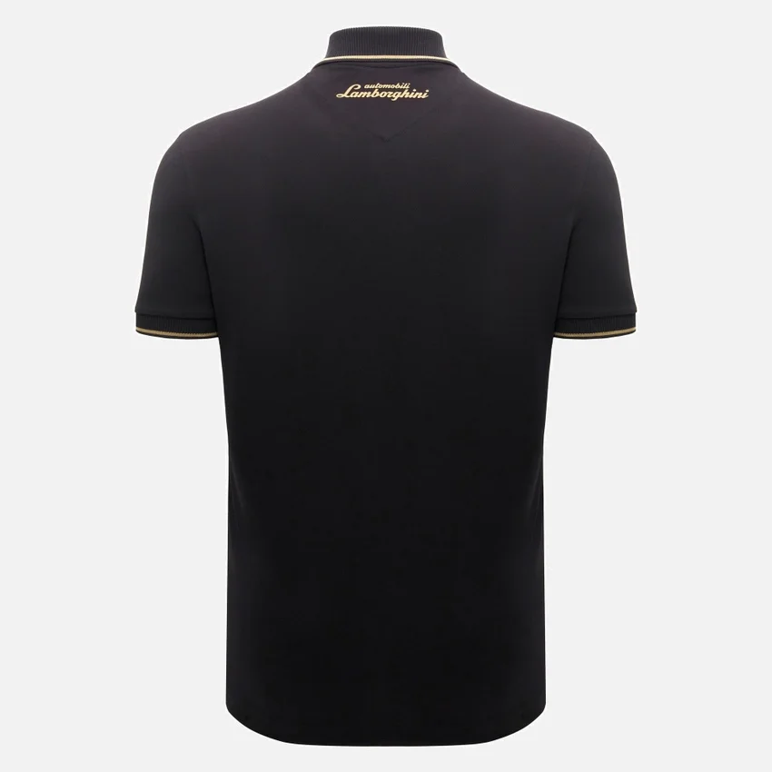 Automobili Lamborghini Squadra Corse Men’s Black Polo Shirt Automobili Lamborghini Squadra Corse Men’s Black Polo Shirt