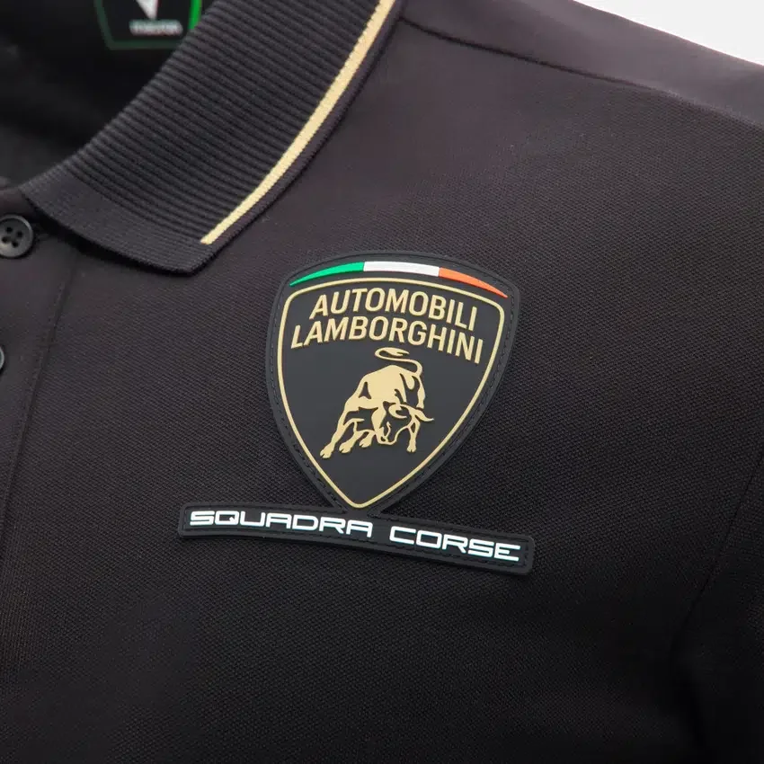 Automobili Lamborghini Squadra Corse Men’s Black Polo Shirt Automobili Lamborghini Squadra Corse Men’s Black Polo Shirt