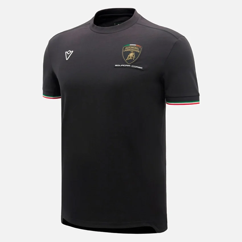 Automobili Lamborghini Squadra Corse Men’s Black Tricolor Sports T-Shirt Automobili Lamborghini Squadra Corse Men’s Black Tricolor Sports T-Shirt