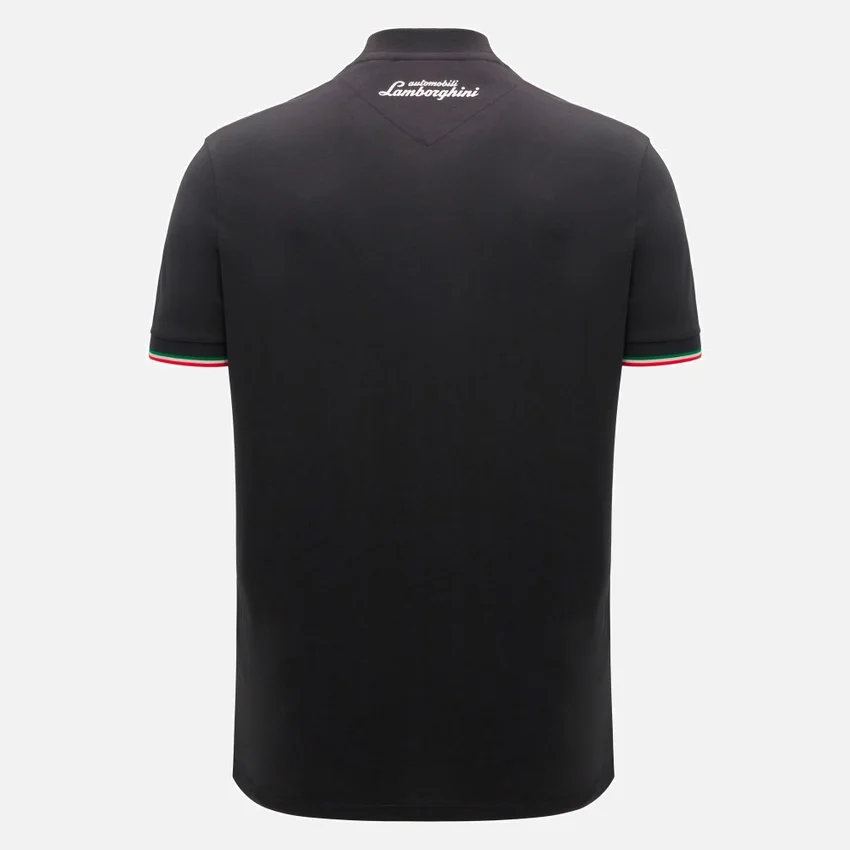 Automobili Lamborghini Squadra Corse Men’s Black Tricolor Sports T-Shirt Automobili Lamborghini Squadra Corse Men’s Black Tricolor Sports T-Shirt