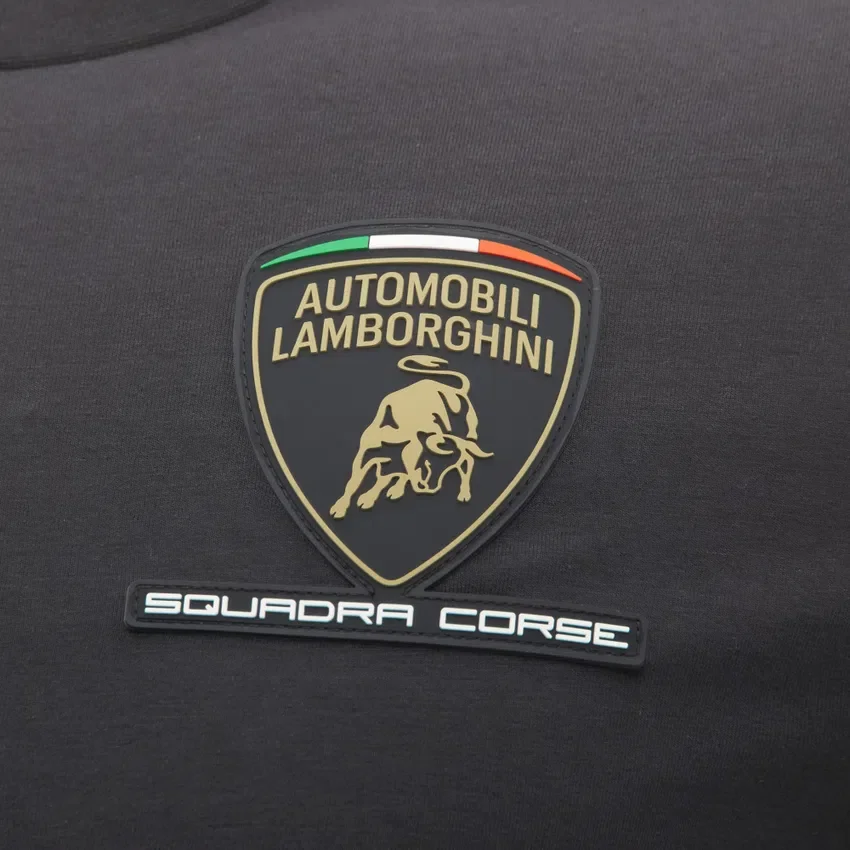 Automobili Lamborghini Squadra Corse Men’s Black Tricolor Sports T-Shirt Automobili Lamborghini Squadra Corse Men’s Black Tricolor Sports T-Shirt