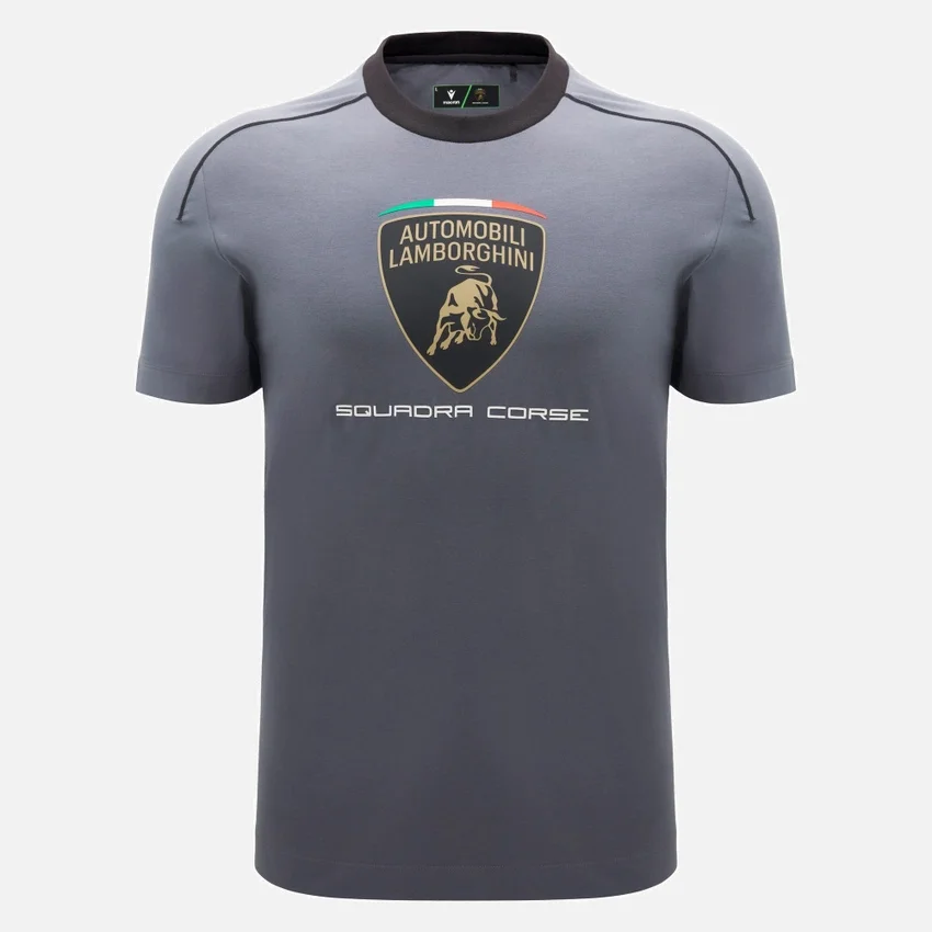 Automobili Lamborghini Squadra Corse Men’s Grey Sports T-Shirt Automobili Lamborghini Squadra Corse Men’s Grey Sports T-Shirt