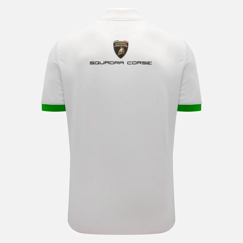 Automobili Lamborghini Squadra Corse Men’s White Polo Shirt Automobili Lamborghini Squadra Corse Men’s White Polo Shirt