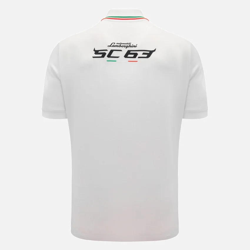 Automobili Lamborghini Squadra Corse Men’s White Polo Shirt Automobili Lamborghini Squadra Corse Men’s White Polo Shirt
