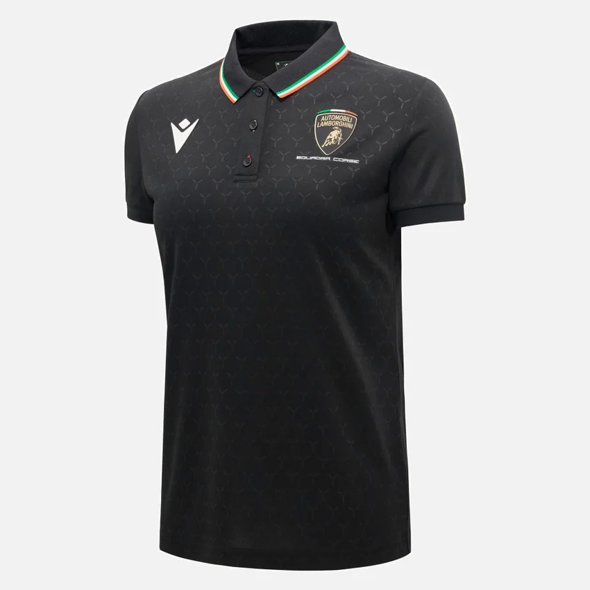 Automobili Lamborghini Squadra Corse Women’s Black Polo Shirt Automobili Lamborghini Squadra Corse Women’s Black Polo Shirt