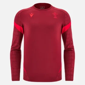 Welsh Rugby 2025/26 Deep Red Long Sleeve Training Tee